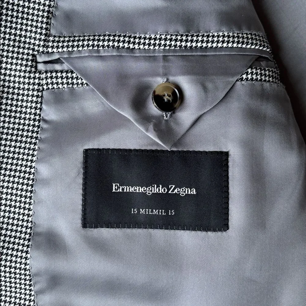 *Luxury* Ermenegildo Zegna 15milmil15 Houndstooth Wool Sport Coat Eu 54 L US 44